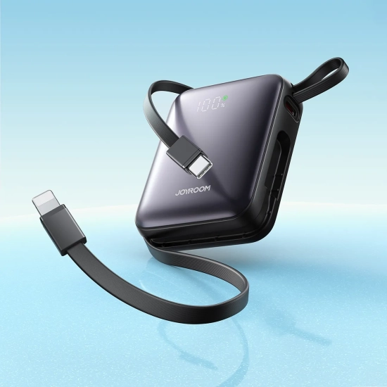 JOYROOM Powerbank 10000mAh 22.5W z wbudowanymi kablami USB-C Lightning