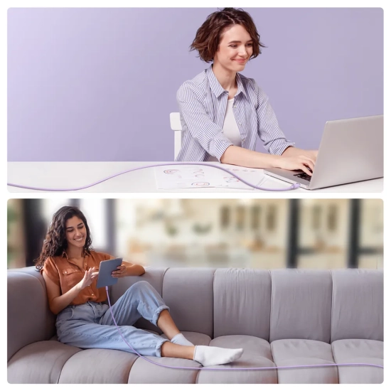 JOYROOM Kabel przewód USB-C - USB-C 100W 1.2m fioletowy