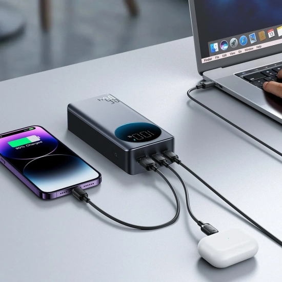 JOYROOM Powerbank 30000mAh USB-A USB-C z wyświetlaczem 65W - czarny