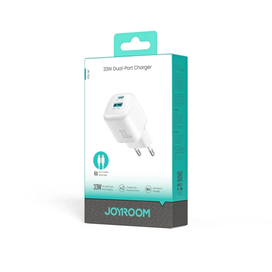 JOYROOM Ładowarka sieciowa USB-A USB-C 33W z kablem 60W USB-C do USB-C 1m