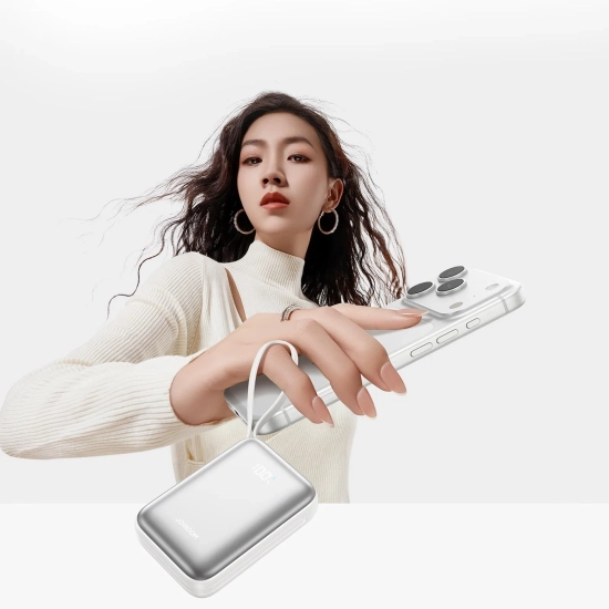 JOYROOM Powerbank 20000mAh 22.5W USB-C z podwójnym kablem - biały
