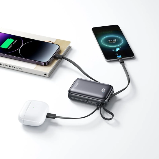 JOYROOM Powerbank 20000mAh 22.5W USB-C z podwójnym kablem - czarny
