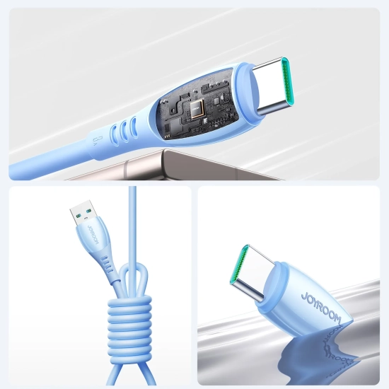 JOYROOM Kabel przewód USB-A - USB-C Vibrant Series 3A 1.2m - niebieski