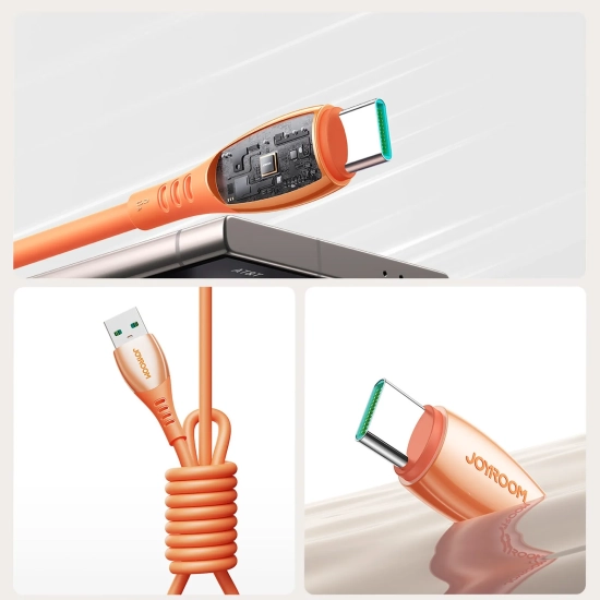JOYROOM Kabel przewód USB-A - USB-C Vibrant Series 3A 1.2m - pomarańczowy