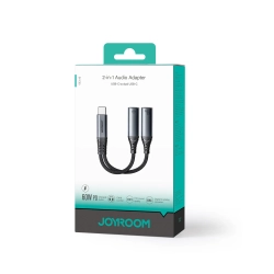 JOYROOM 2w1 Adapter przejściówka ładowarka + słuchawki USB-C do 2x USB-C