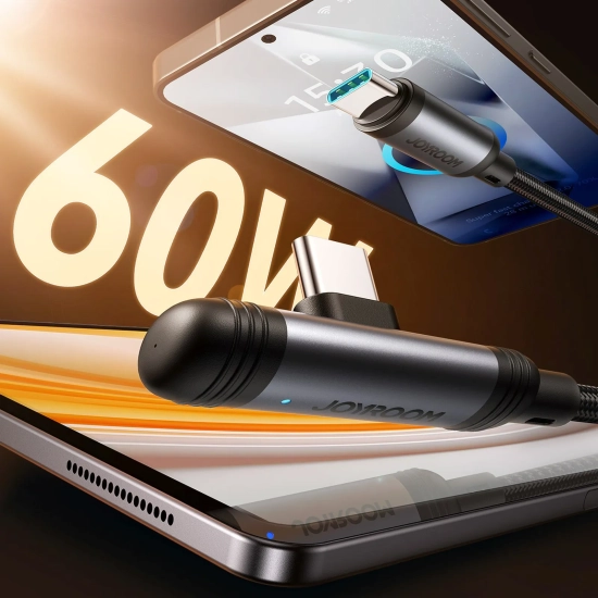 JOYROOM Kabel przewód kątowy USB-C 60W 1.2m - czarny
