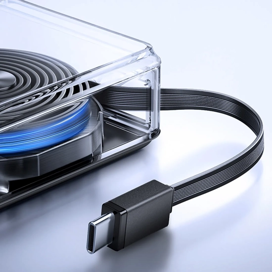 JOYROOM Powerbank 10000mAh 22.5W ze zwijanym kablem USB-C - czarny