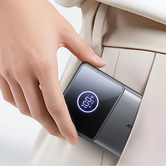 JOYROOM Powerbank 10000mAh 22.5W ze zwijanym kablem USB-C - czarny