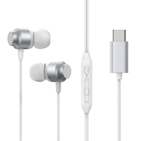 JOYROOM Zestaw słuchawkowy słuchawki douszne USB-C JR-EC06 srebrne