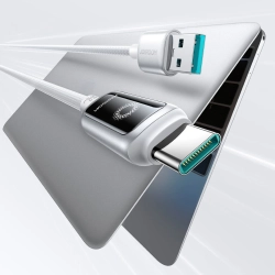JOYROOM Kabel przewód w oplocie USB-A - USB-C 66W 1.2m - biały