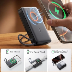 JOYROOM Powerbank indukcyjny 3w1 10000mAh 22.5W z wbudowanym kablem