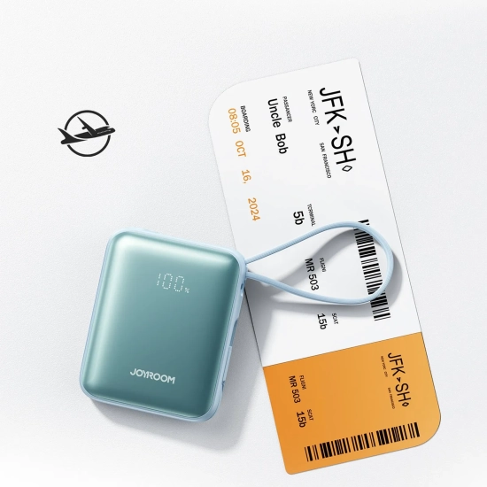 JOYROOM Powerbank 10000mAh 22.5W z wbudowanymi kablami - niebieski