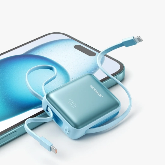 JOYROOM Powerbank 10000mAh 22.5W z wbudowanymi kablami - niebieski