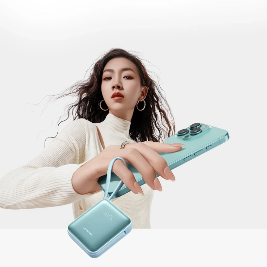 JOYROOM Powerbank 10000mAh 22.5W z wbudowanymi kablami - niebieski