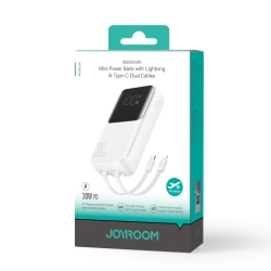 JOYROOM Mini powerbank 10000mAh z wbudowanymi kablami JR-PBC06 30W biały