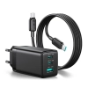 JOYROOM Ładowarka sieciowa USB-A USB-C GaN 65W z kablem USB-C 100W 1.2m