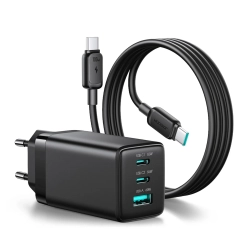 JOYROOM Ładowarka sieciowa USB-A USB-C GaN 65W z kablem USB-C 100W 1.2m