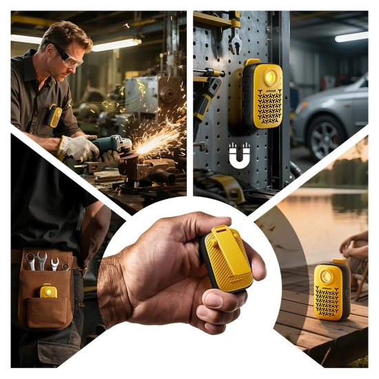 JOYROOM Głośnik przenośny z latarką magnesem klipsem Bluetooth IP67 - żółty