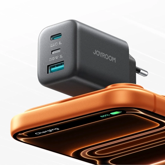 JOYROOM Ładowarka sieciowa USB-C iPhone Lightning USB-A GaN 45W - czarna