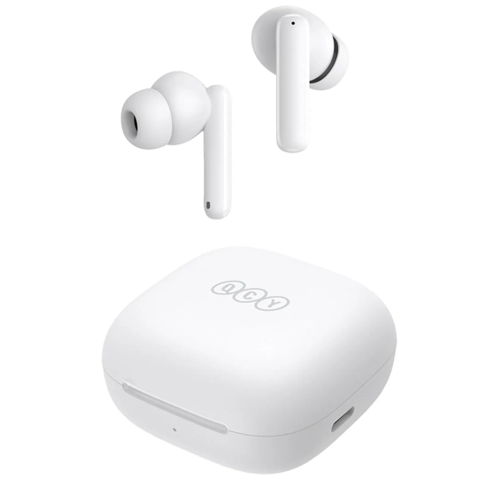 QCY Słuchawki bezprzewodowe dokanałowe T13 ANC IPX5 Bluetooth - białe