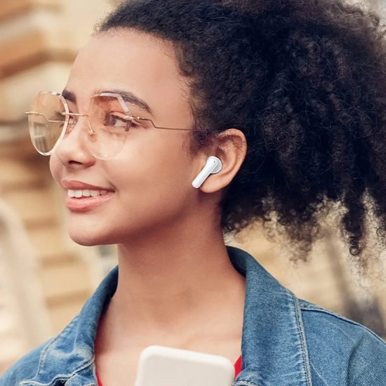 QCY Słuchawki bezprzewodowe dokanałowe T13 ANC IPX5 Bluetooth - białe