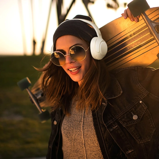 QCY Słuchawki bezprzewodowe nauszne H3 ANC Bluetooth Hi-Res Audio - białe