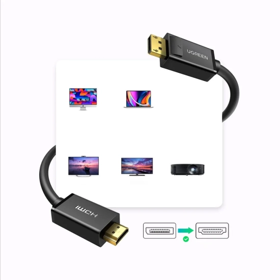 UGREEN Kabel przewód DisplayPort - HDMI 4K HDR 3D 3m czarny