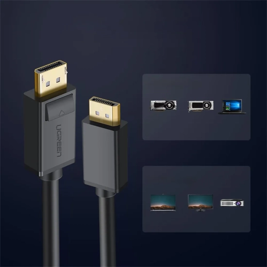 UGREEN Kabel przewód DisplayPort HDR 3D 4K 1m czarny