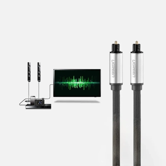 UGREEN Kabel przewód optyczny audio światłowód Toslink SPDIF 1m - szary