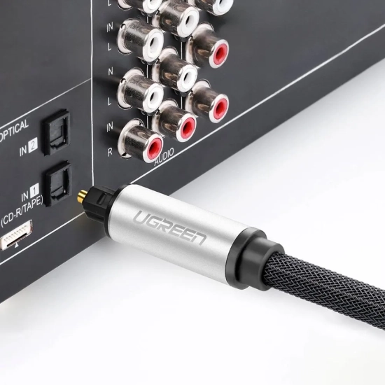 UGREEN Kabel przewód optyczny audio światłowód Toslink SPDIF 1m - szary
