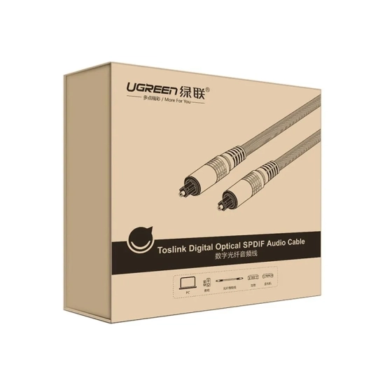 UGREEN Kabel przewód optyczny audio światłowód Toslink SPDIF 1m - szary
