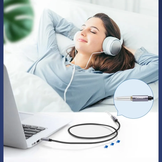 UGREEN Przewód kabel przedłużacz do słuchawek AUX 3.5mm mini jack 1m