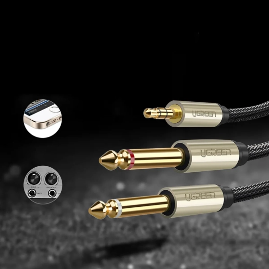 UGREEN Kabel przewód rozdzielacz audio mini jack 3.5 mm - 2x jack 6.35mm