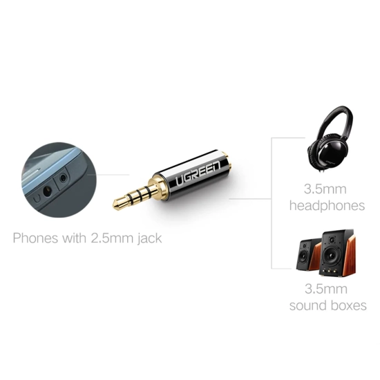 UGREEN Przejściówka wtyczka Adapter audio jack 2.5mm męski do jack 3.5mm