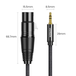 UGREEN Kabel przewód audio 3.5mm mini jack (męski) - XLR (żeński) 1m czarny