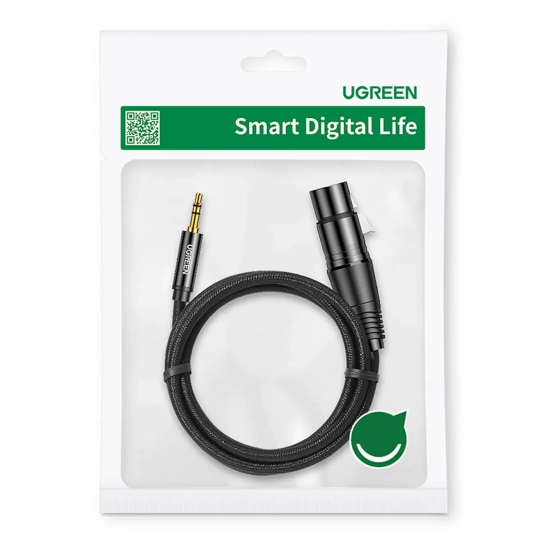 UGREEN Kabel przewód audio 3.5mm mini jack (męski) - XLR (żeński) 1m czarny