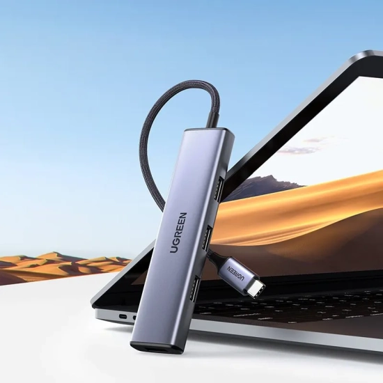 UGREEN Rozdzielacz rozgałęźnik HUB USB-C na 4x USB 3.2 srebrny