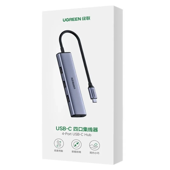UGREEN Rozdzielacz rozgałęźnik HUB USB-C na 4x USB 3.2 srebrny