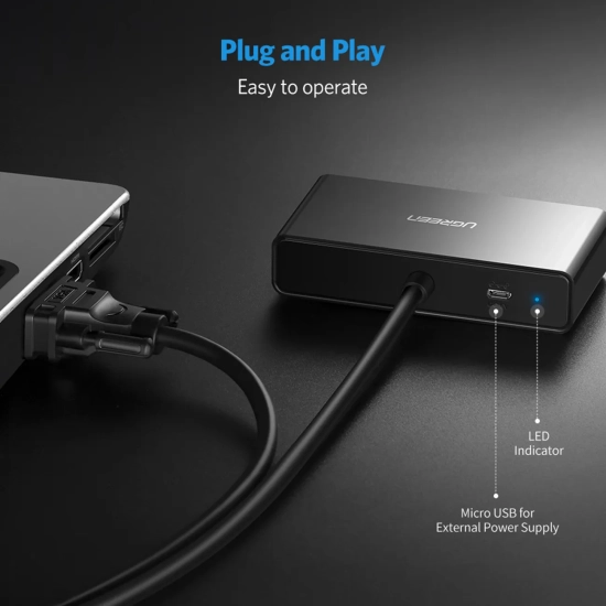 UGREEN Rozdzielacz ekranów monitorów adapter Video VGA - 2x VGA czarny