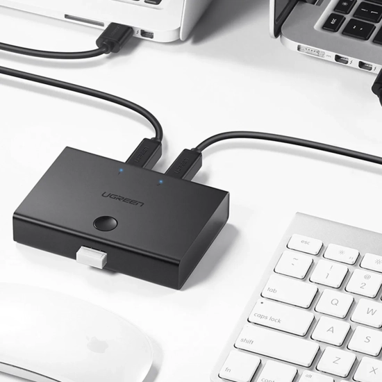 UGREEN Switch adapter przełącznik przejściówka 2x USB-B - USB-A - czarny