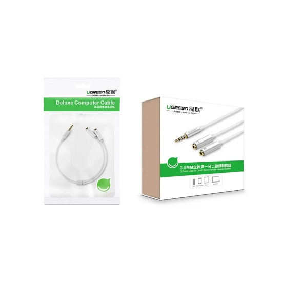 UGREEN Rozdzielacz słuchawkowy 3.5mm mini jack AUX + mikrofon stereo 20cm