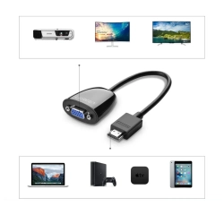 UGREEN Przejściówka adapter przewód z HDMI męski do VGA żeński FHD czarny