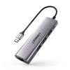 UGREEN 5w1 HUB Adapter USB-A 3.0 - RJ45 / 3x USB-A 3.0 / micro USB - szary