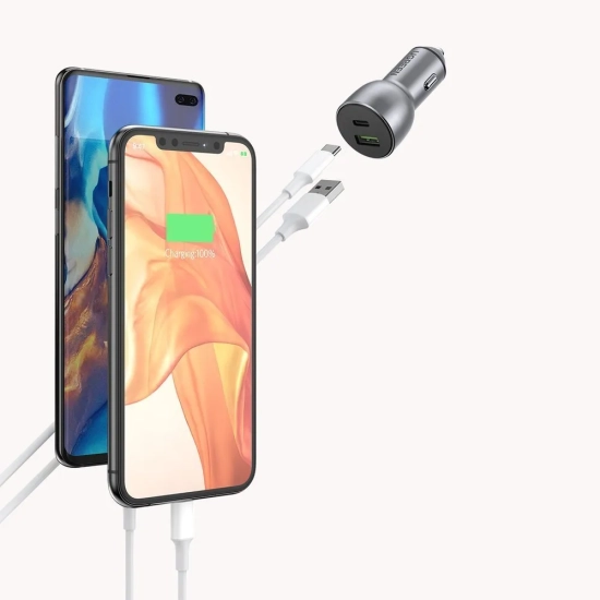 UGREEN Ładowarka samochodowa USB i USB-C QC 3.0 PD 36W 3A szary