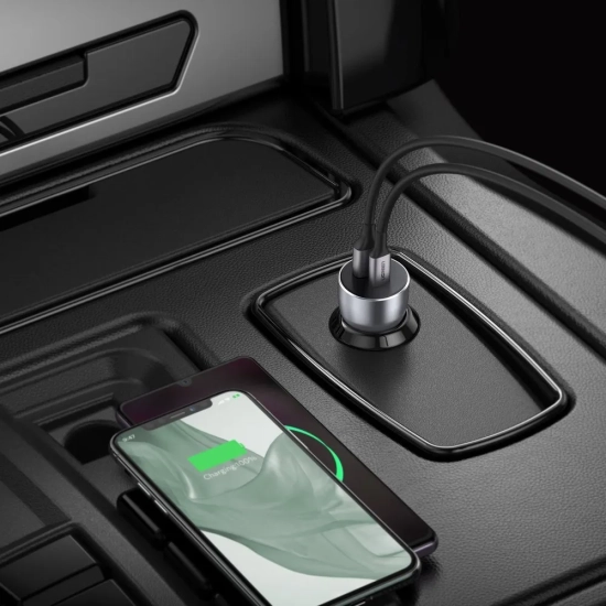 UGREEN Ładowarka samochodowa USB i USB-C QC 3.0 PD 36W 3A szary