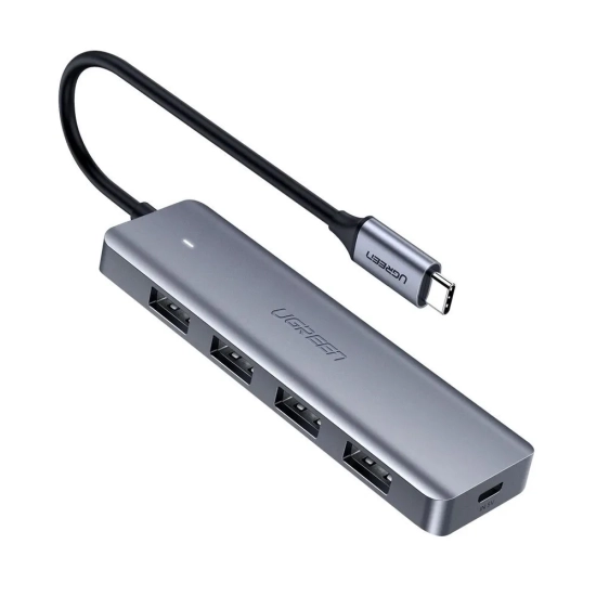 UGREEN HUB Rozdzielacz USB-C - 4x USB 3.2 z portem zasilania USB-C szary