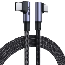 UGREEN Kątowy kabel przewód w oplocie USB-C Quick Charge PD 100W 1m czarny