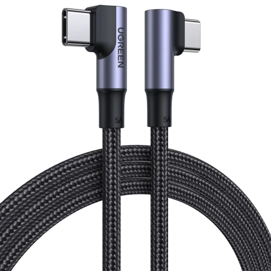 UGREEN Kątowy kabel przewód w oplocie USB-C Quick Charge PD 100W 1m czarny