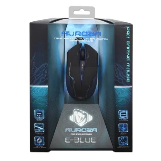 Mysz komputerowa E-BLUE Auroza przewodowa, czarna, 3500 DPI EMS144BK