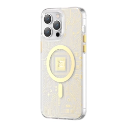 KINGXBAR Magnetyczne etui iPhone 14 Plus MagSafe PQY Geek Series złote